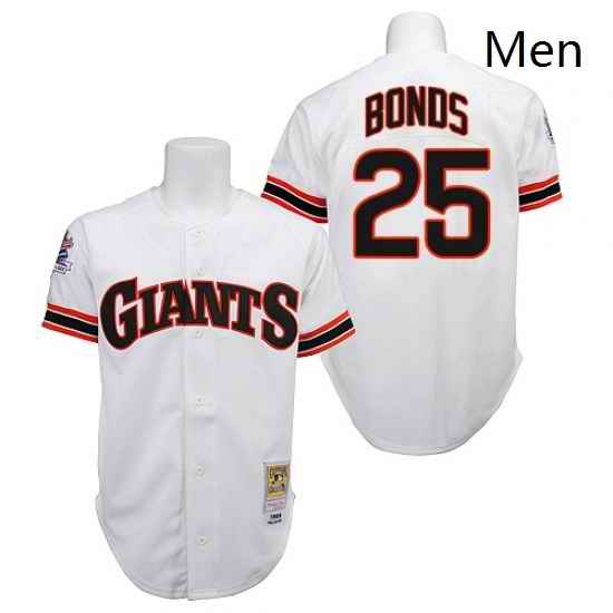 Mens Mitchell and Ness San Francisco Giants 25 Barry Bonds Replica White 1989 Throwback MLB Jersey